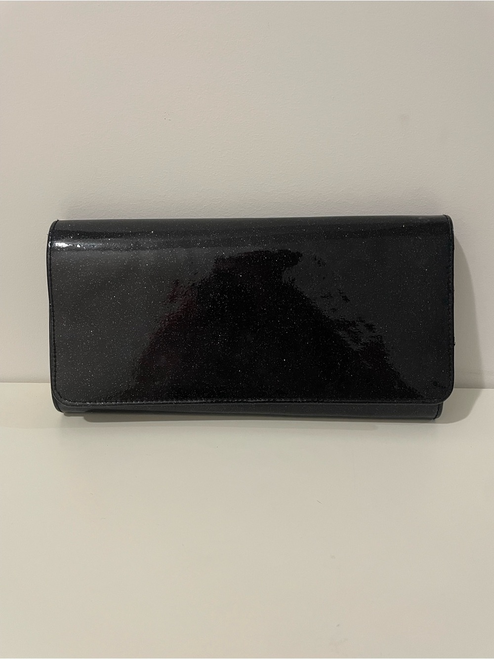 Sleek Black Patent Clutch Wallet